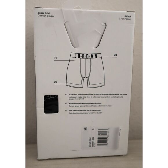 Jordan JM0691-023 Men's Sz S Black/Monogram Flight Modal Boxer Briefs, 3-Pack - Picture 3 of 9